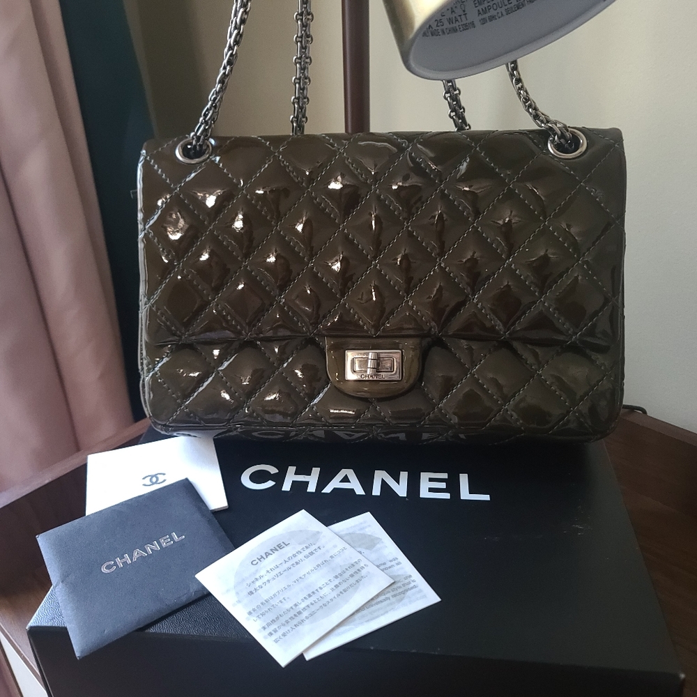 Chanel Reissue 2.55 Dark Green Patent